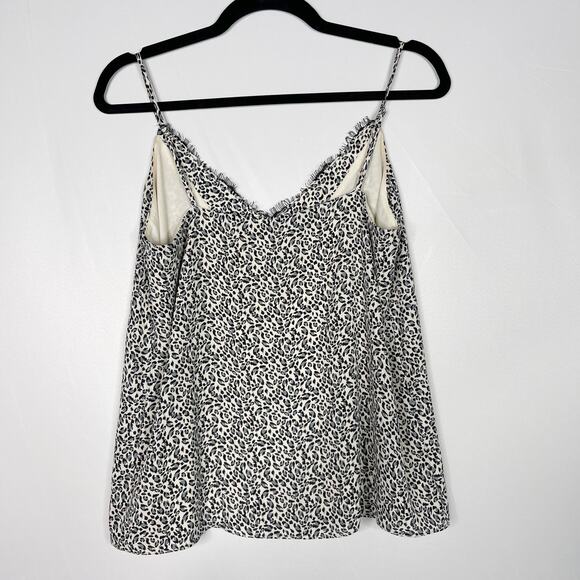 Socialite Small S Cream Black Leopard Animal Print Lace V Neck Camisole Tank Top - Picture 2 of 7